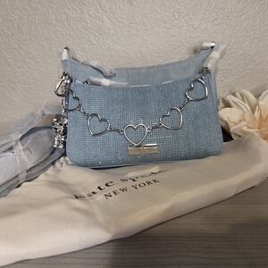 Kate Spade Glittery Light Blue Denim Duet Crossbody Bag.